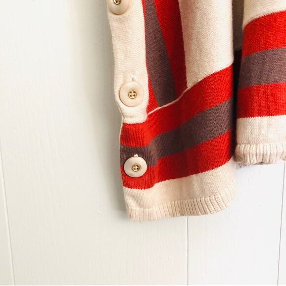 Hinge tan red stripe button oversized vest tunic boho lagenlook sweater XS - Picture 7 of 9